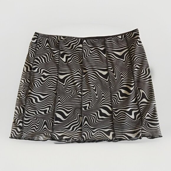DIVIDED Brown Zebra Swirl Print Mesh Skirt Size Large - Picture 3 of 9